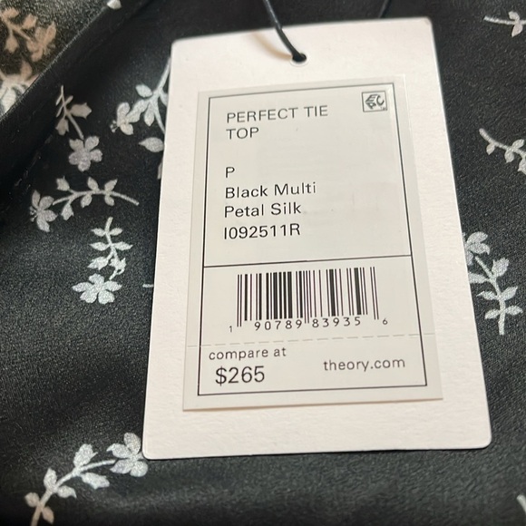 Theory Silk Perfect Tie Top Sleeveless Black Multi Petal 1092511R size 0 - Picture 12 of 12